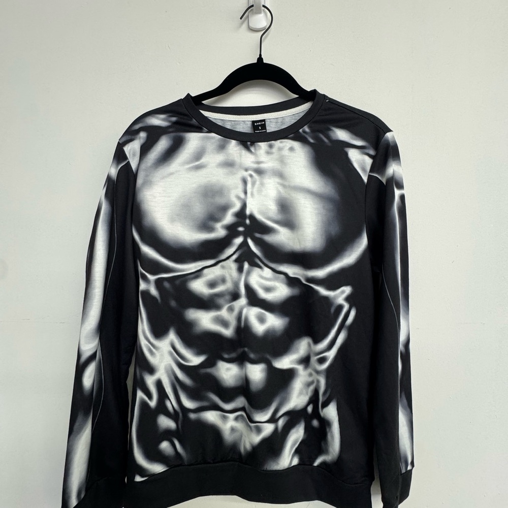 Black and White Muscle Print Sweatshirt